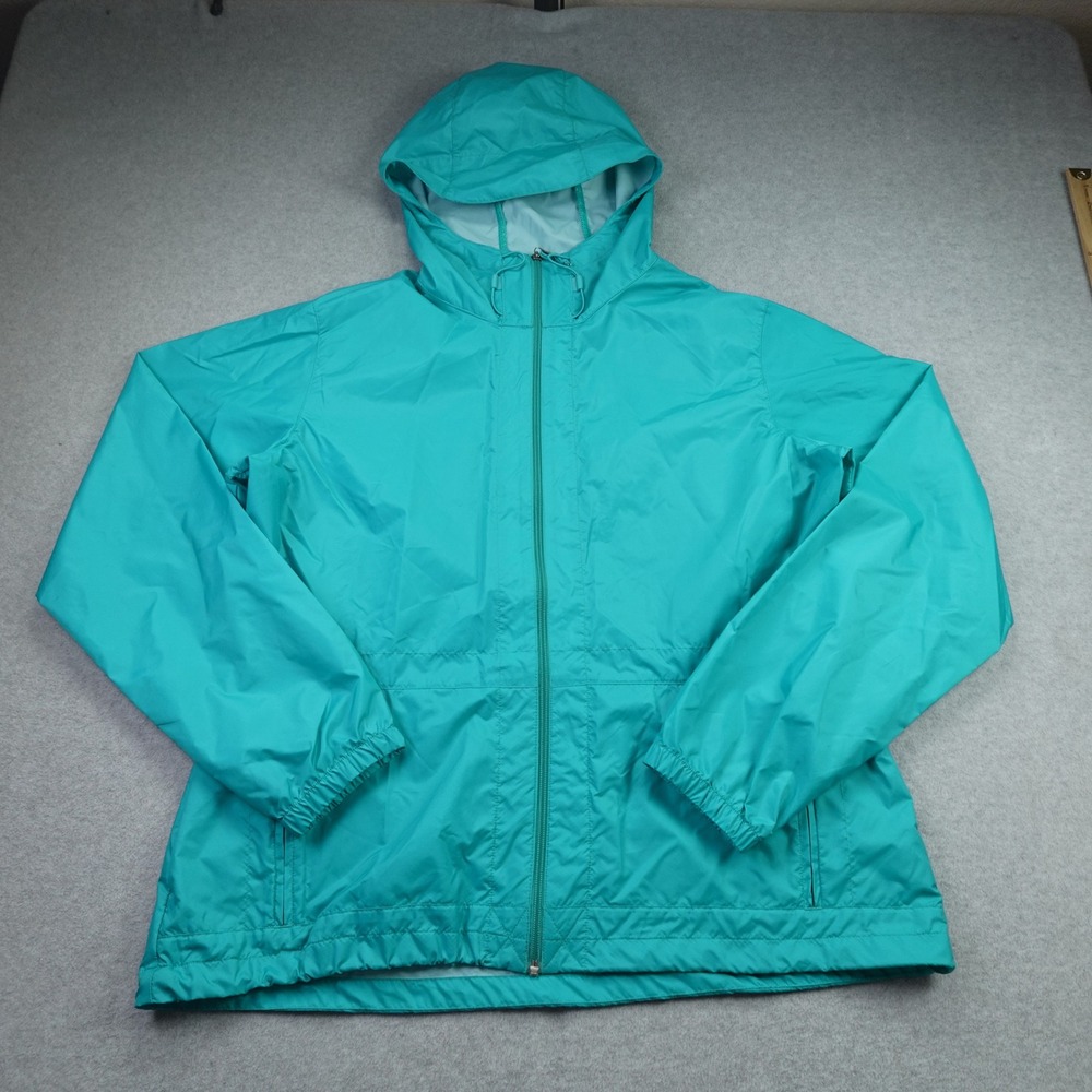 Columbia Jacket Women XL Teal Sporty Full Zip Hooded Windbreaker Outdoor